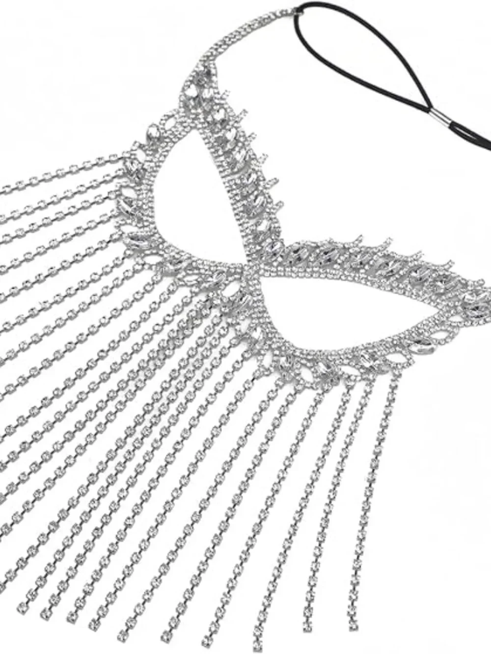 Women's Rhinestone Tassel Veil Face Mask